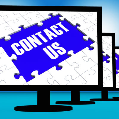 Contact Us On Monitors Shows Assistance And Feedback